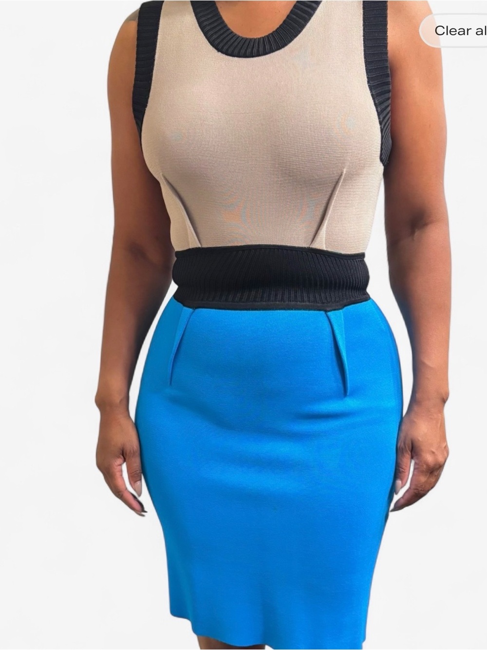 Yigal Azrouel Black and Blue Pencil Skirt